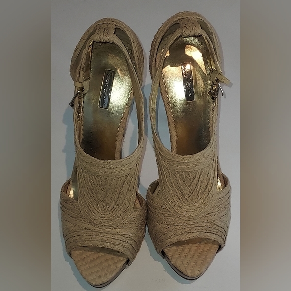 Report Signature Lucie 2 Raffia Straw Platform Sandals/Heels New with Flaws - Picture 5 of 9